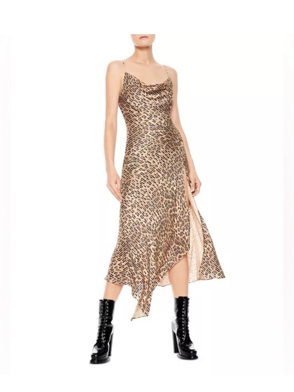 Alice + Olivia Animal Print Leopard Dress Sz 6 Asymmetrical